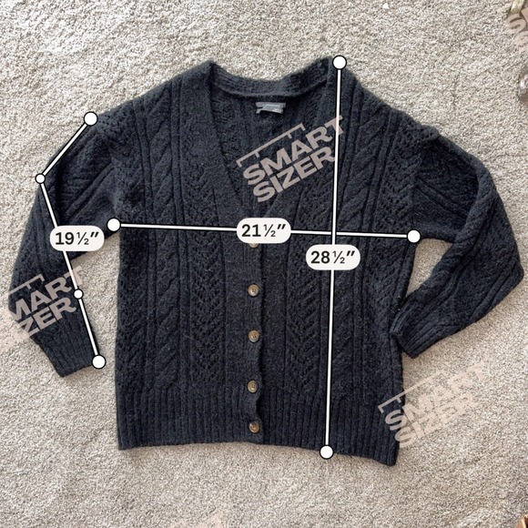 Anthropologie Cable Knit Pointelle Oversized Cardigan Sweater S Dark Academia - Picture 2 of 7